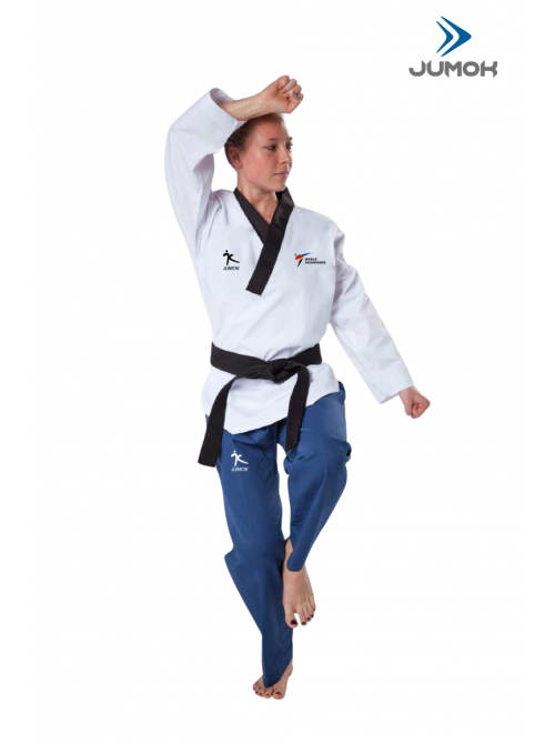 JUMOK SİYAH YAKA GENÇ BÜYÜK BAYAN POOMSE ELBİSESİ