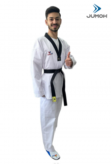 JUMOK SİYAH YAKA TAEKWONDO FİTİLLİ ELBİSE
