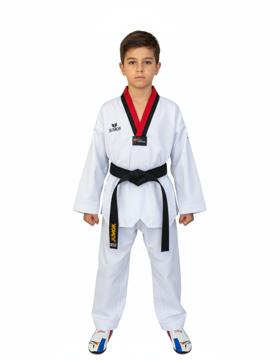JUMOK POOM YAKA TAEKWONDO FİTİLLİ ELBİSE - TAEKWONDO